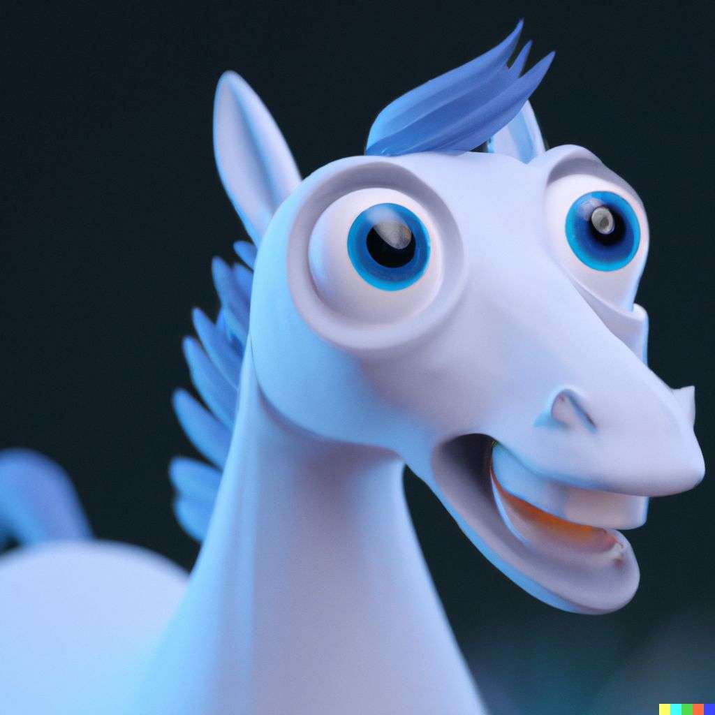 a horse, close-up, very cute, emoji, multicolored, Unreal Engine 3D render, trending on ArtStation, realistic materials